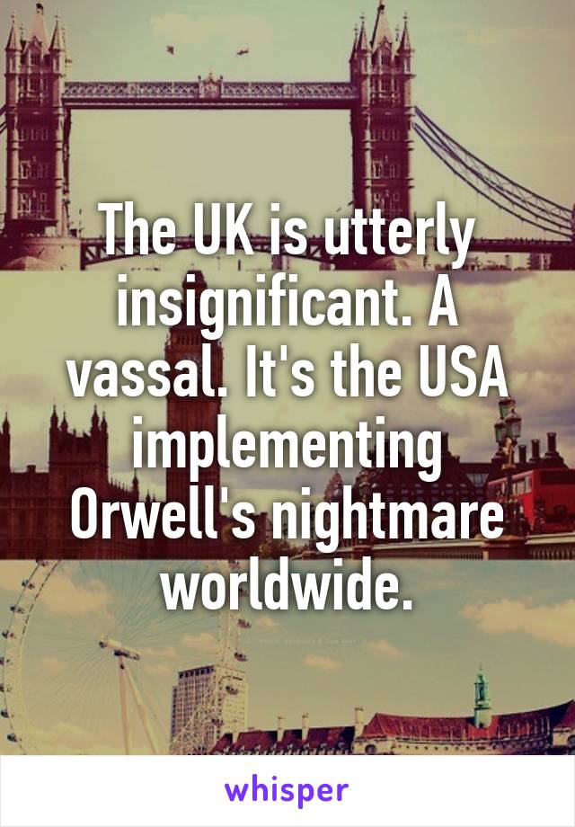 The UK is utterly insignificant. A vassal. It's the USA implementing Orwell's nightmare worldwide.