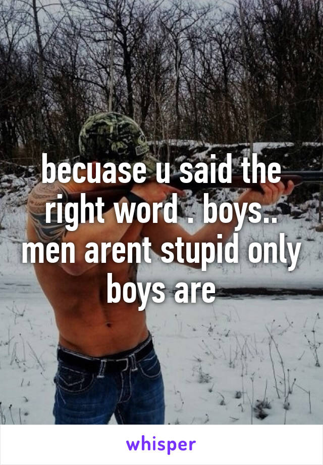 becuase u said the right word . boys.. men arent stupid only boys are
