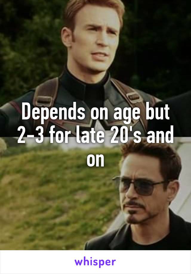 Depends on age but 2-3 for late 20's and on