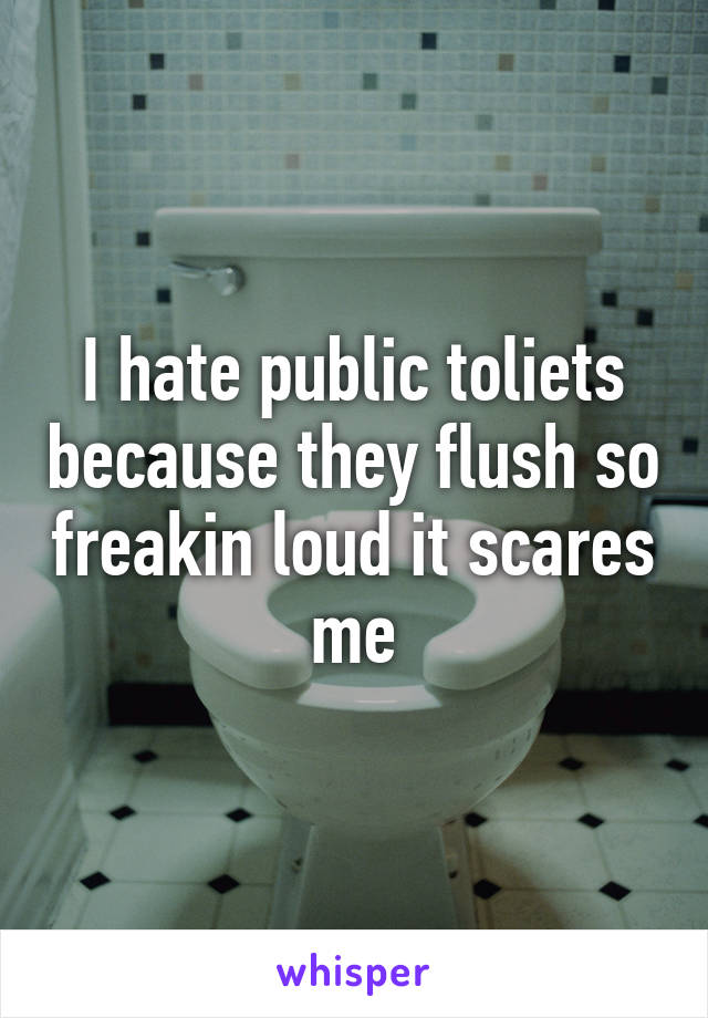 I hate public toliets because they flush so freakin loud it scares me
