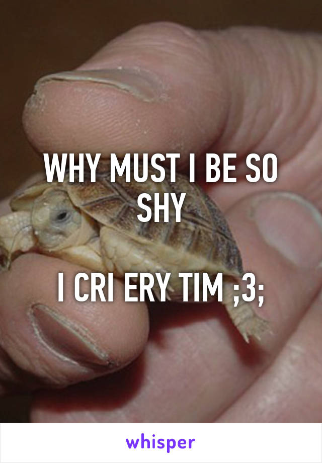 WHY MUST I BE SO SHY

I CRI ERY TIM ;3;
