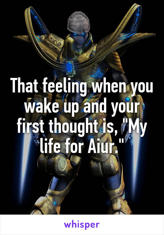 That feeling when you wake up and your first thought is, "My life for Aiur."