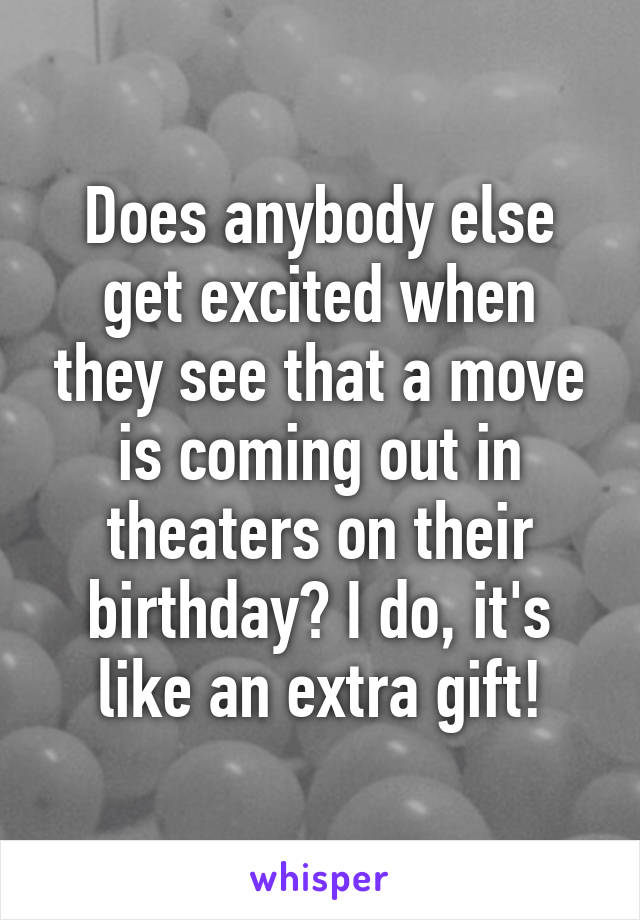 Does anybody else get excited when they see that a move is coming out in theaters on their birthday? I do, it's like an extra gift!