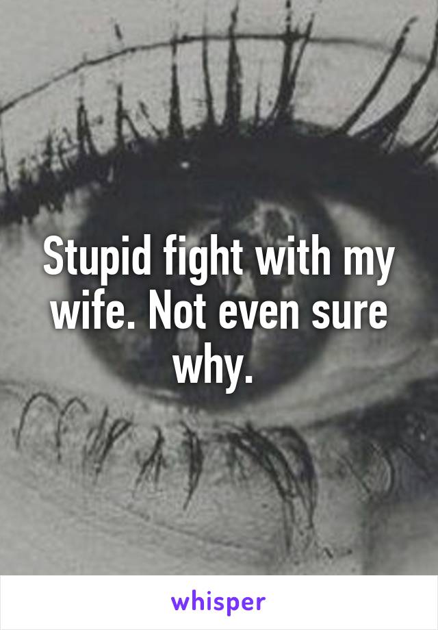 Stupid fight with my wife. Not even sure why. 