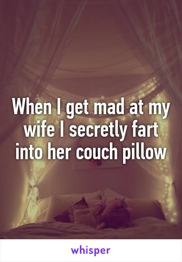 When I get mad at my wife I secretly fart into her couch pillow
