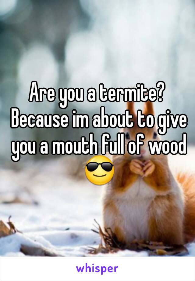 Are you a termite? Because im about to give you a mouth full of wood 😎