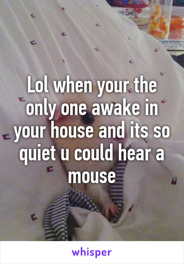 Lol when your the only one awake in your house and its so quiet u could hear a mouse