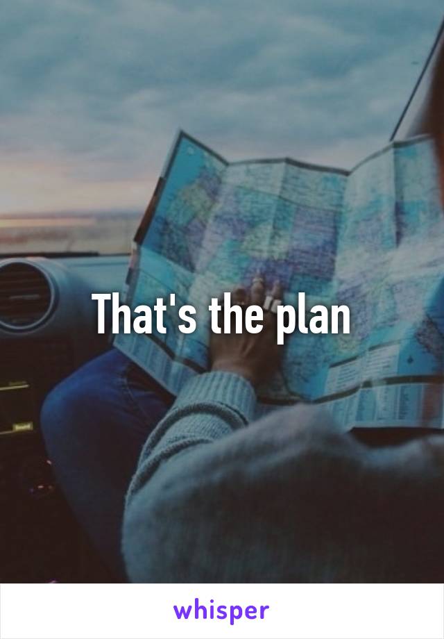 That's the plan