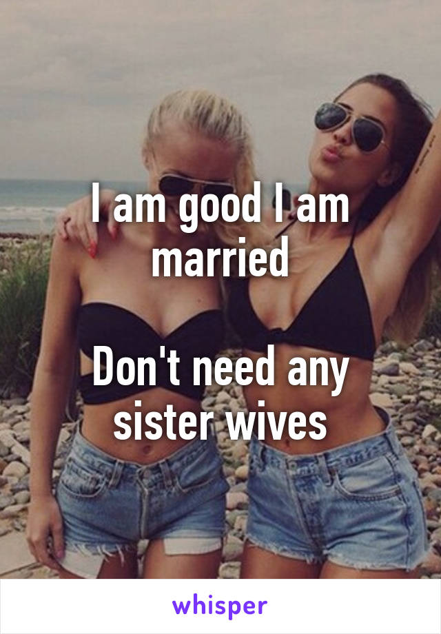 I am good I am married

Don't need any sister wives