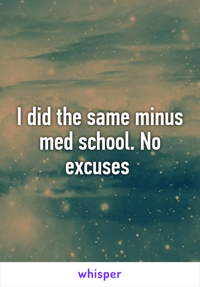I did the same minus med school. No excuses 