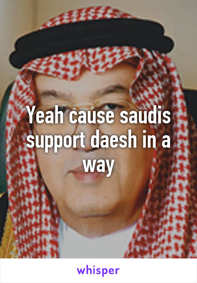 Yeah cause saudis support daesh in a way