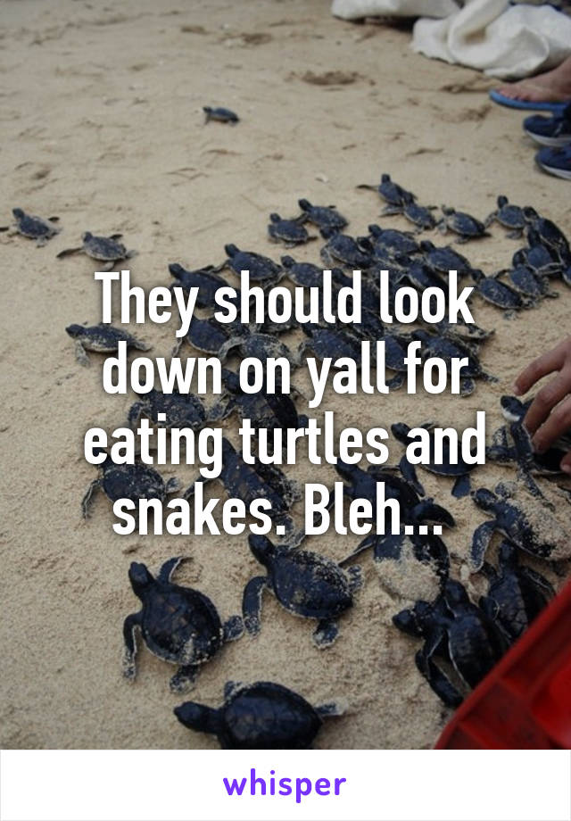 They should look down on yall for eating turtles and snakes. Bleh... 