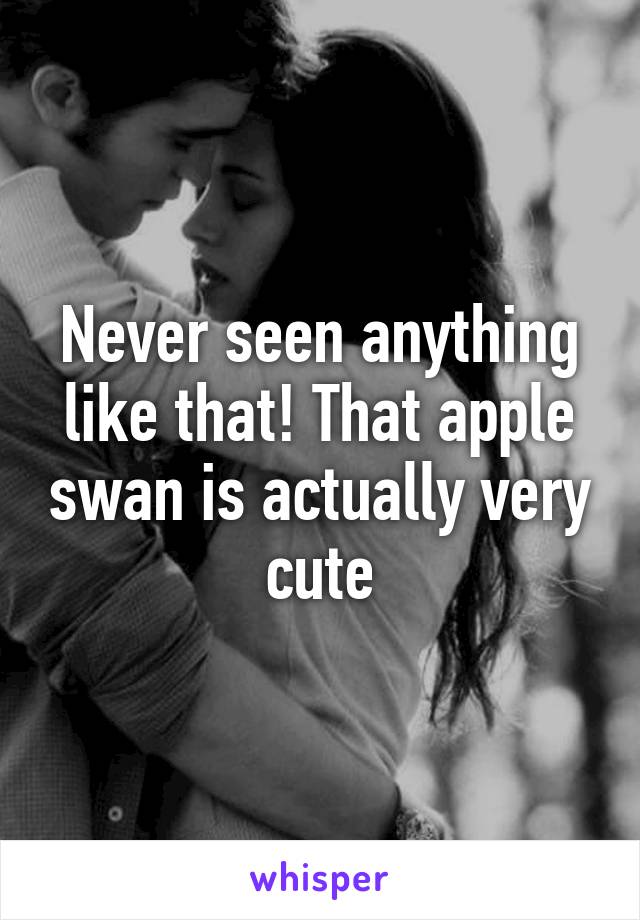 Never seen anything like that! That apple swan is actually very cute
