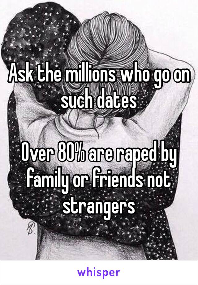 Ask the millions who go on such dates

Over 80% are raped by family or friends not strangers