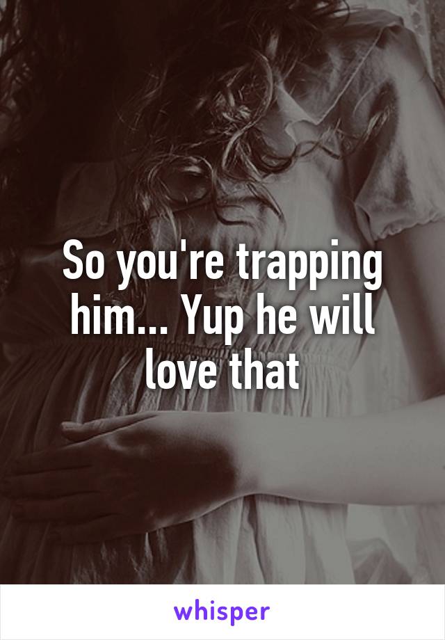 So you're trapping him... Yup he will love that