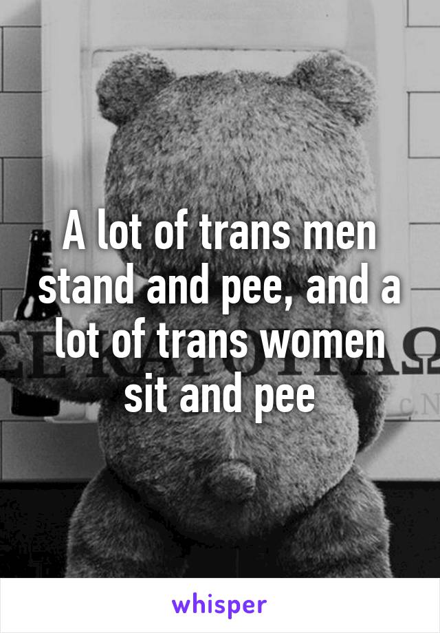A lot of trans men stand and pee, and a lot of trans women sit and pee