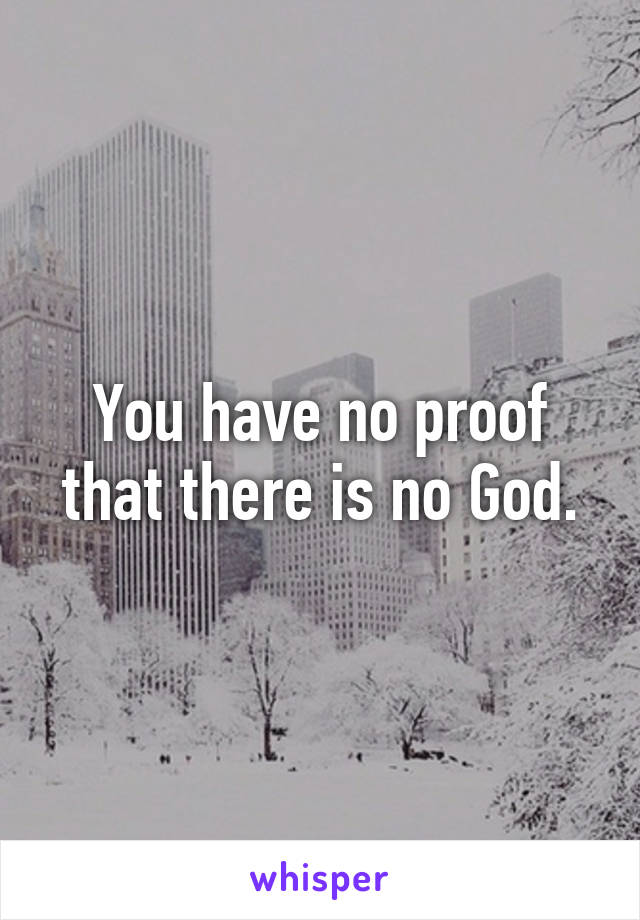 You have no proof that there is no God.