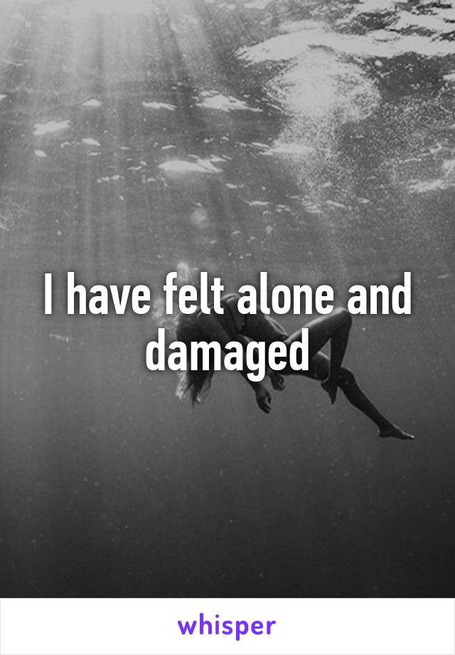 I have felt alone and damaged
