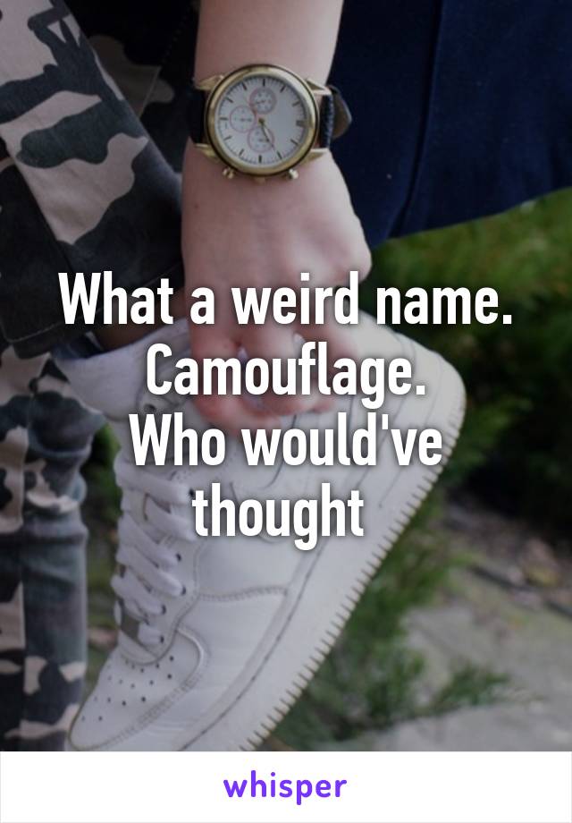 What a weird name.
Camouflage.
Who would've thought 