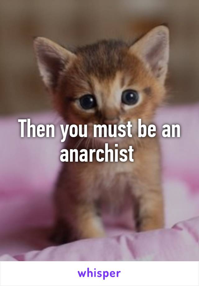 Then you must be an anarchist 