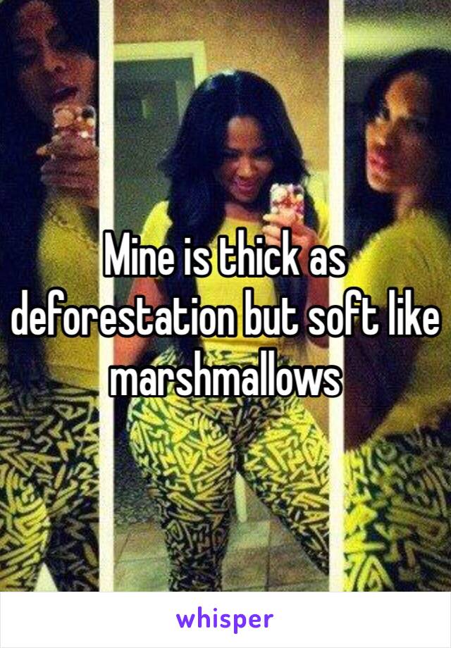 Mine is thick as deforestation but soft like marshmallows  