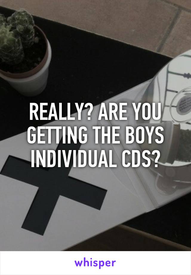 REALLY? ARE YOU GETTING THE BOYS INDIVIDUAL CDS?