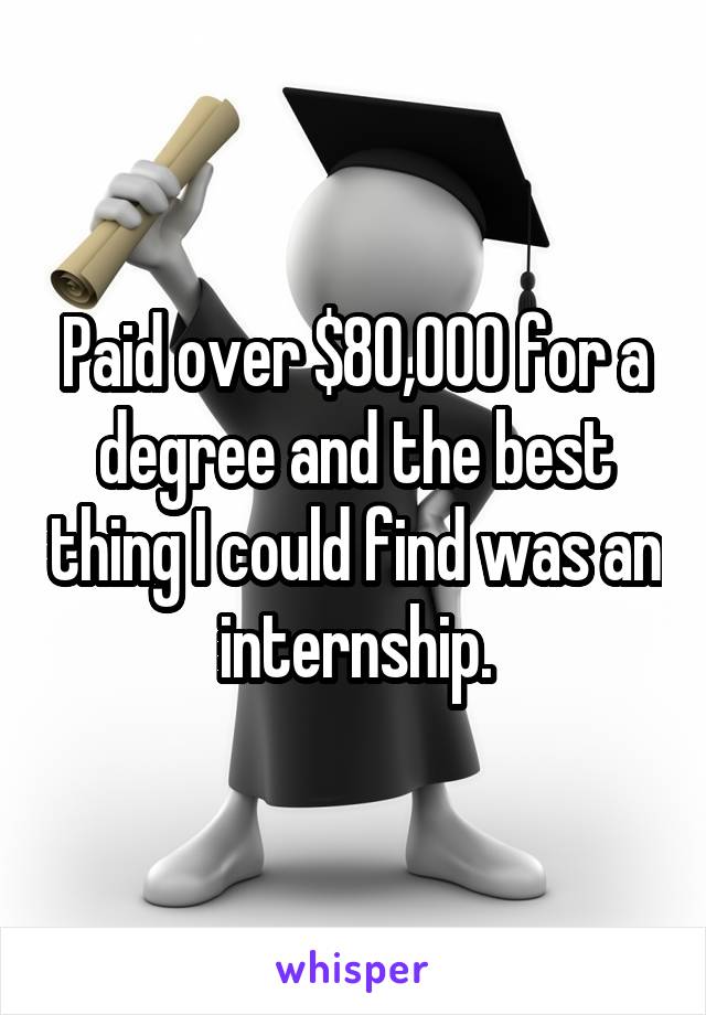 Paid over $80,000 for a degree and the best thing I could find was an internship.