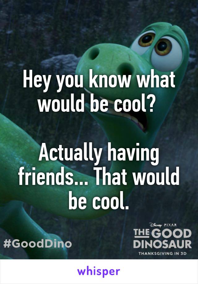 Hey you know what would be cool? 

Actually having friends... That would be cool.