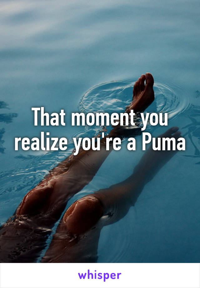 That moment you realize you're a Puma 