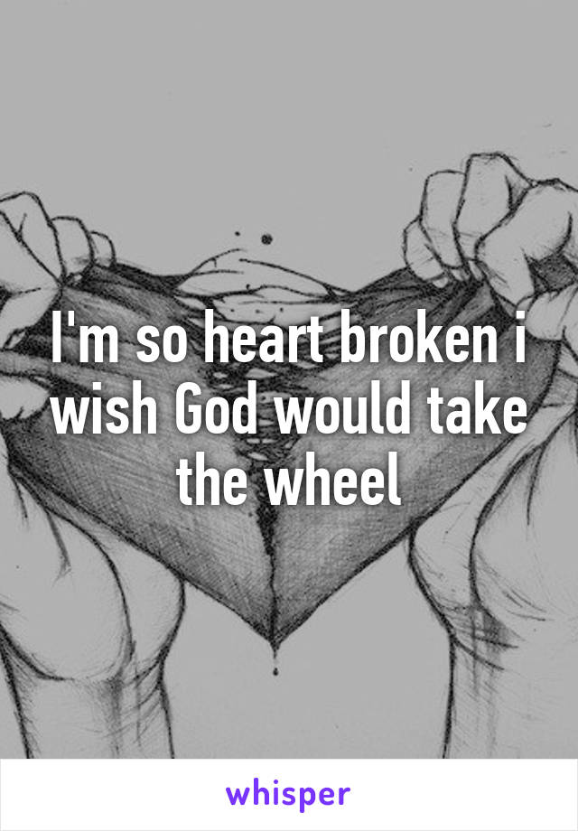 I'm so heart broken i wish God would take the wheel