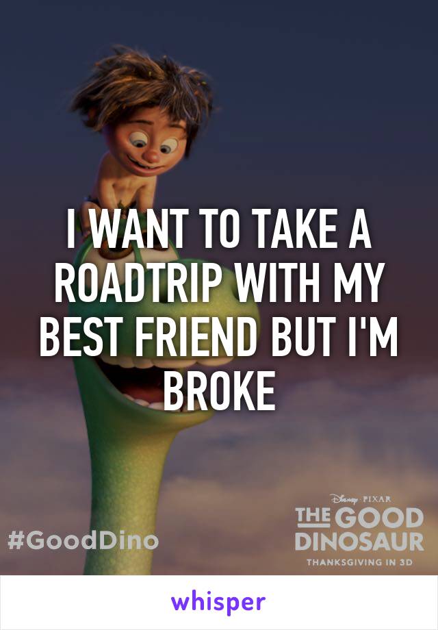 I WANT TO TAKE A ROADTRIP WITH MY BEST FRIEND BUT I'M BROKE