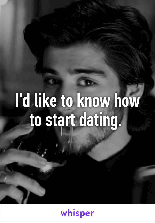 I'd like to know how to start dating. 