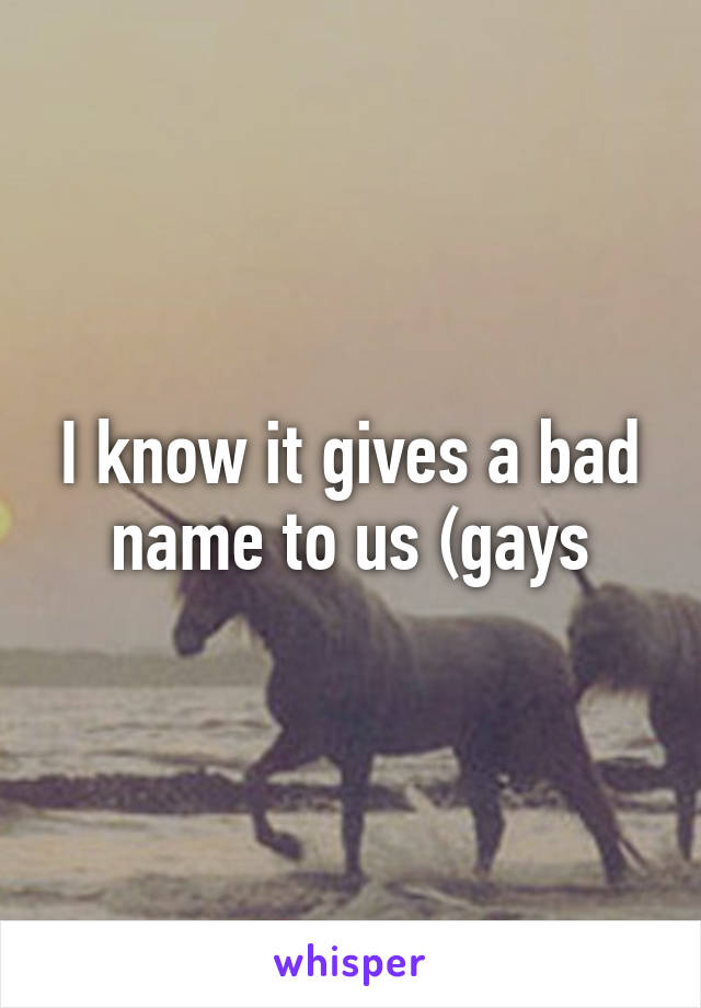 I know it gives a bad name to us (gays