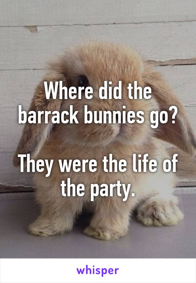 Where did the barrack bunnies go?

They were the life of the party.