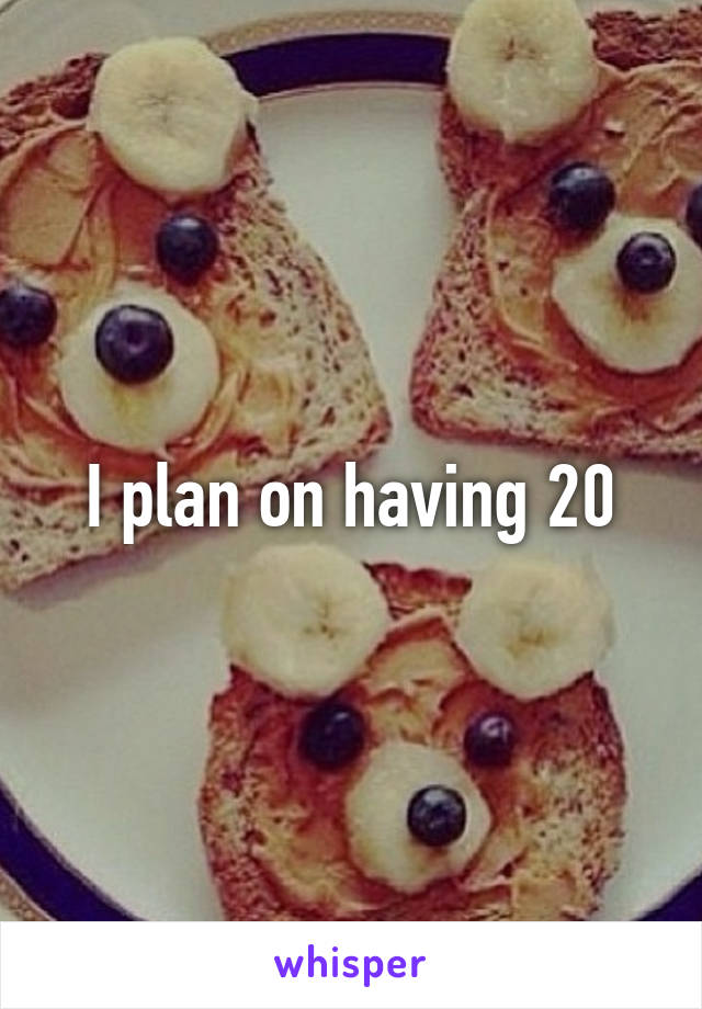 I plan on having 20
