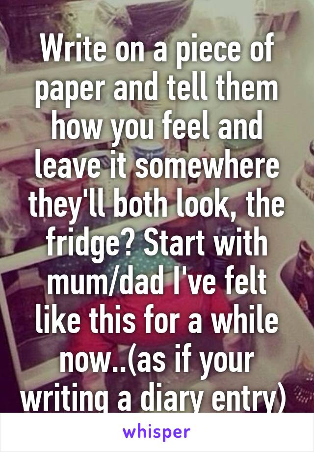 Write on a piece of paper and tell them how you feel and leave it somewhere they'll both look, the fridge? Start with mum/dad I've felt like this for a while now..(as if your writing a diary entry) 