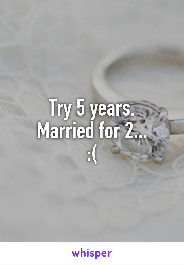 Try 5 years.
Married for 2...
:(