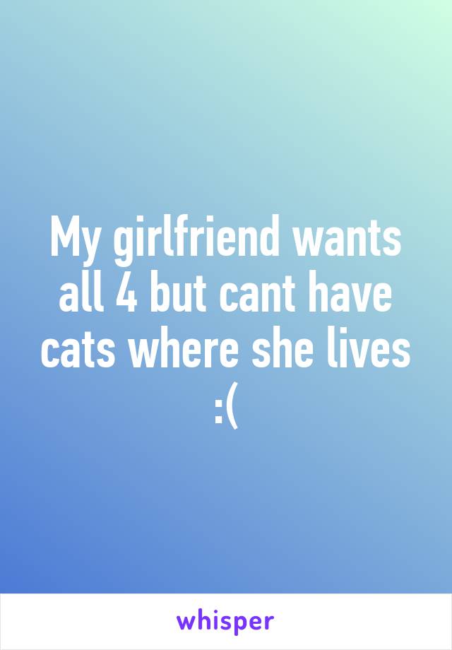 My girlfriend wants all 4 but cant have cats where she lives :(