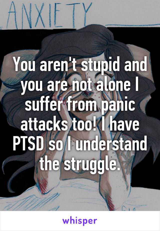 You aren't stupid and you are not alone I suffer from panic attacks too! I have PTSD so I understand the struggle.