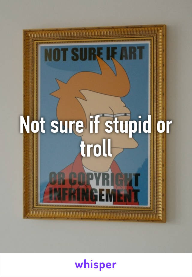 Not sure if stupid or troll