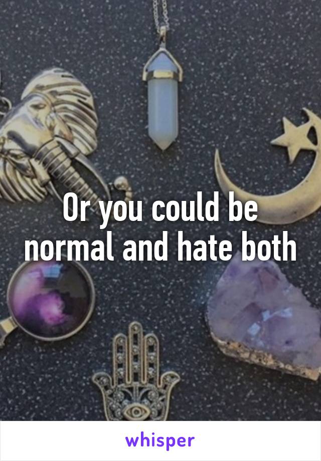 Or you could be normal and hate both