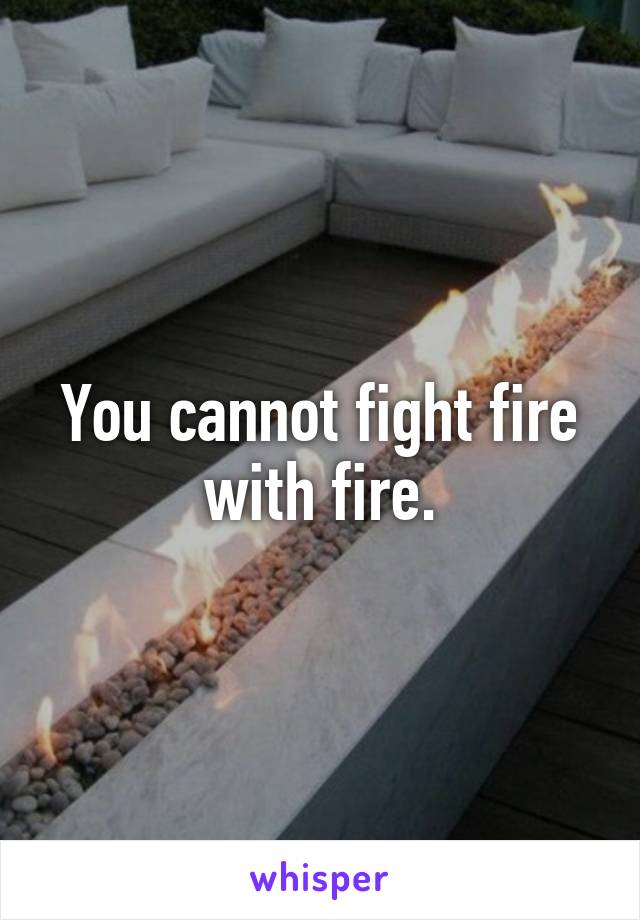 You cannot fight fire with fire.