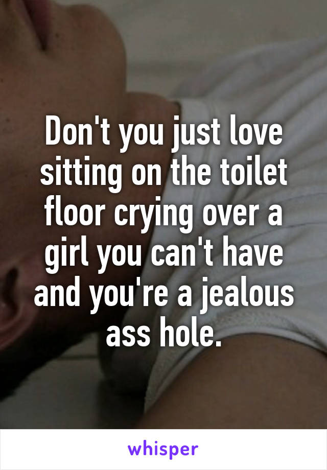 Don't you just love sitting on the toilet floor crying over a girl you can't have and you're a jealous ass hole.