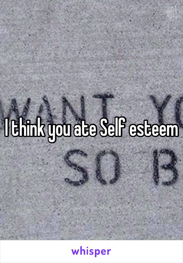 I think you ate Self esteem 