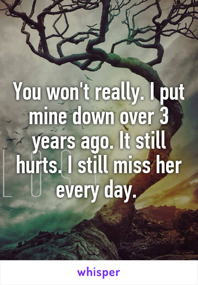 You won't really. I put mine down over 3 years ago. It still hurts. I still miss her every day. 