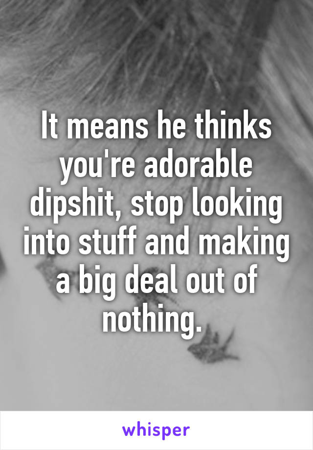 It means he thinks you're adorable dipshit, stop looking into stuff and making a big deal out of nothing. 