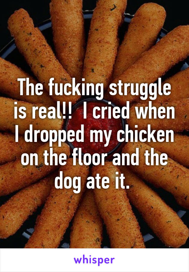 The fucking struggle is real!!  I cried when I dropped my chicken on the floor and the dog ate it. 