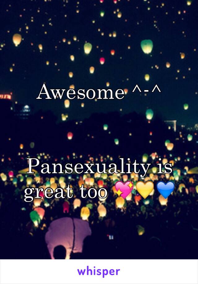 Awesome ^-^ 


Pansexuality is great too 💖💛💙