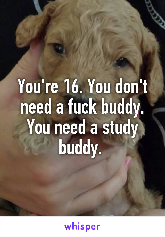 You're 16. You don't need a fuck buddy. You need a study buddy. 