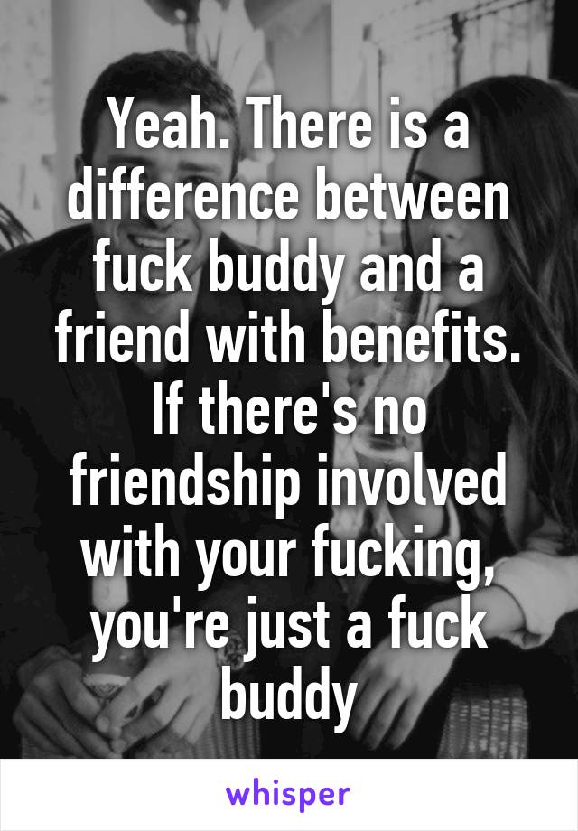 Yeah. There is a difference between fuck buddy and a friend with benefits. If there's no friendship involved with your fucking, you're just a fuck buddy